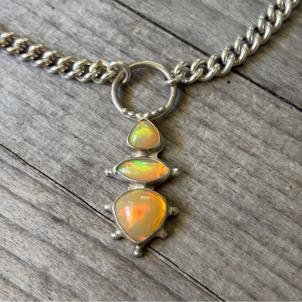 NWT Gaia’s Sacred Garden Opal & Silver Necklace/Choker W/Box Australian Opal - Picture 2 of 9